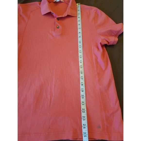 Calvin Klein Mens Body Fit Polo Golf Shirt Size Medium Logo Orange Spring Collar - Picture 12 of 13
